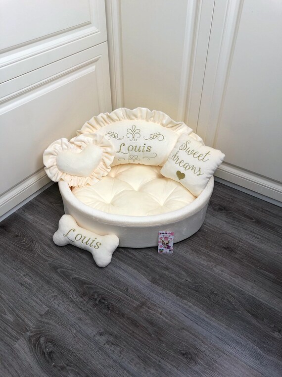 cream dog bed
