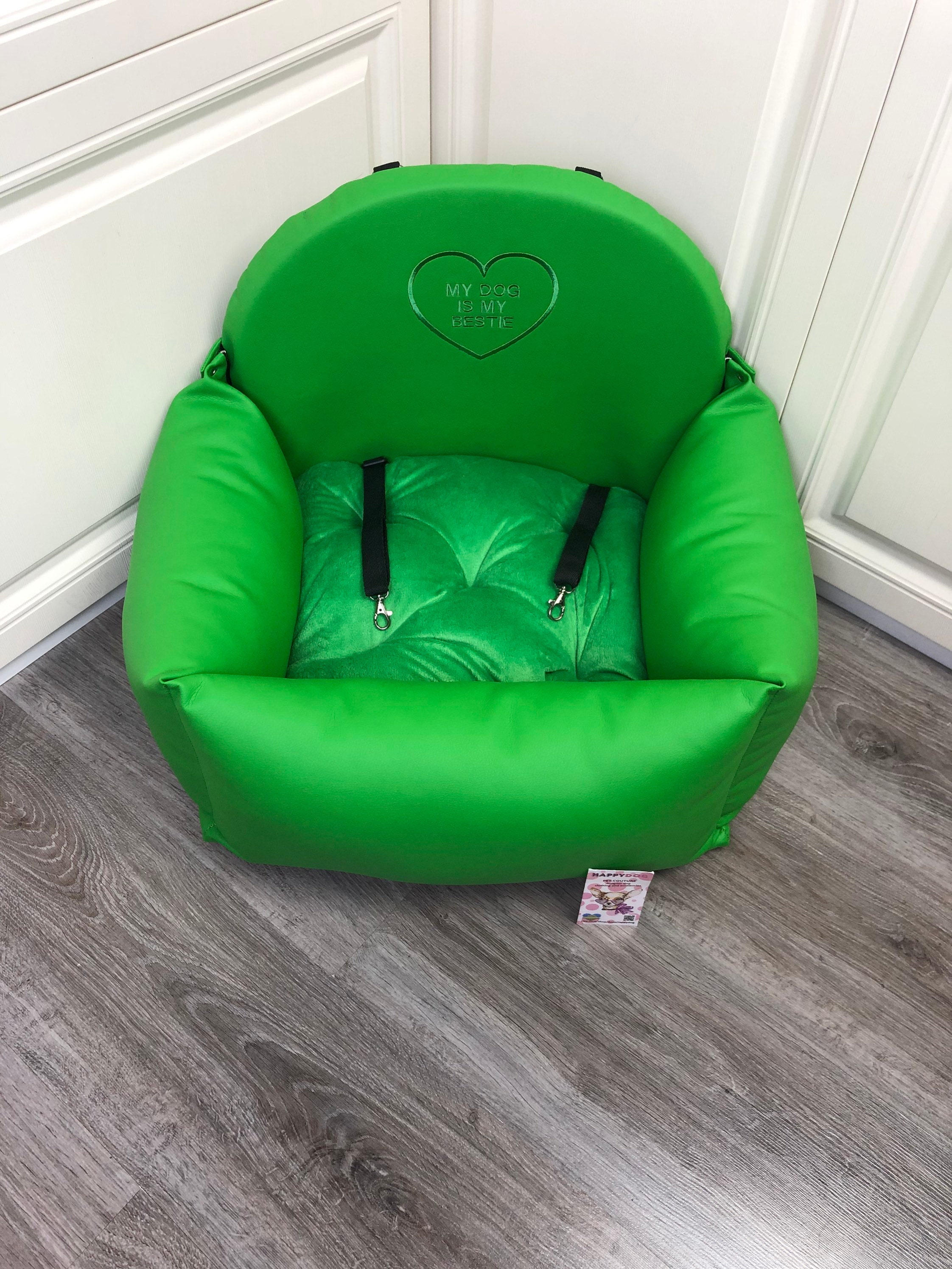 Green car seat for dog Eco leather pet car seat Luxury yellow Etsy