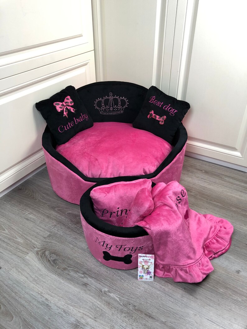 Bright Pink and Black Luxury Princess Dog Bed Designer Pet Bed Etsy