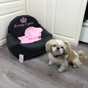 Zwart en oink hond autostoelTje Rijden kit voor hond Designer autostoel Luxe hondenbed voor reizen Aangepaste hond eco lederen autostoel