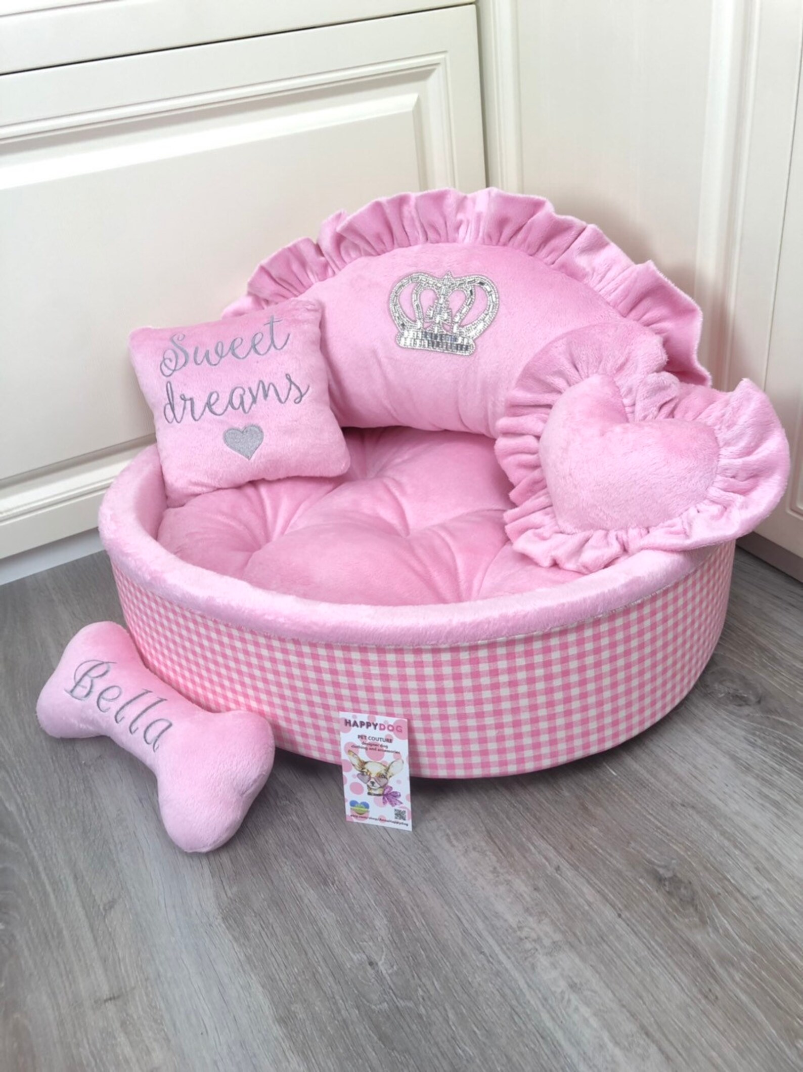 Baby Pink Princess Dog Bed Luxury Personalized Dog Bed Etsy