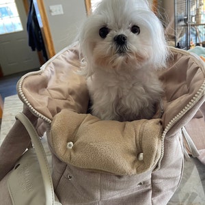 Beige luxury dog carrier Designer dog carrier Bag for small dog bag Puppy bag Warm dog carrier Winter dog bag