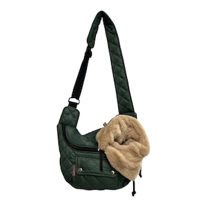 Bottle Green Dog Sling Carrier: Waterproof Winter Pet Bag