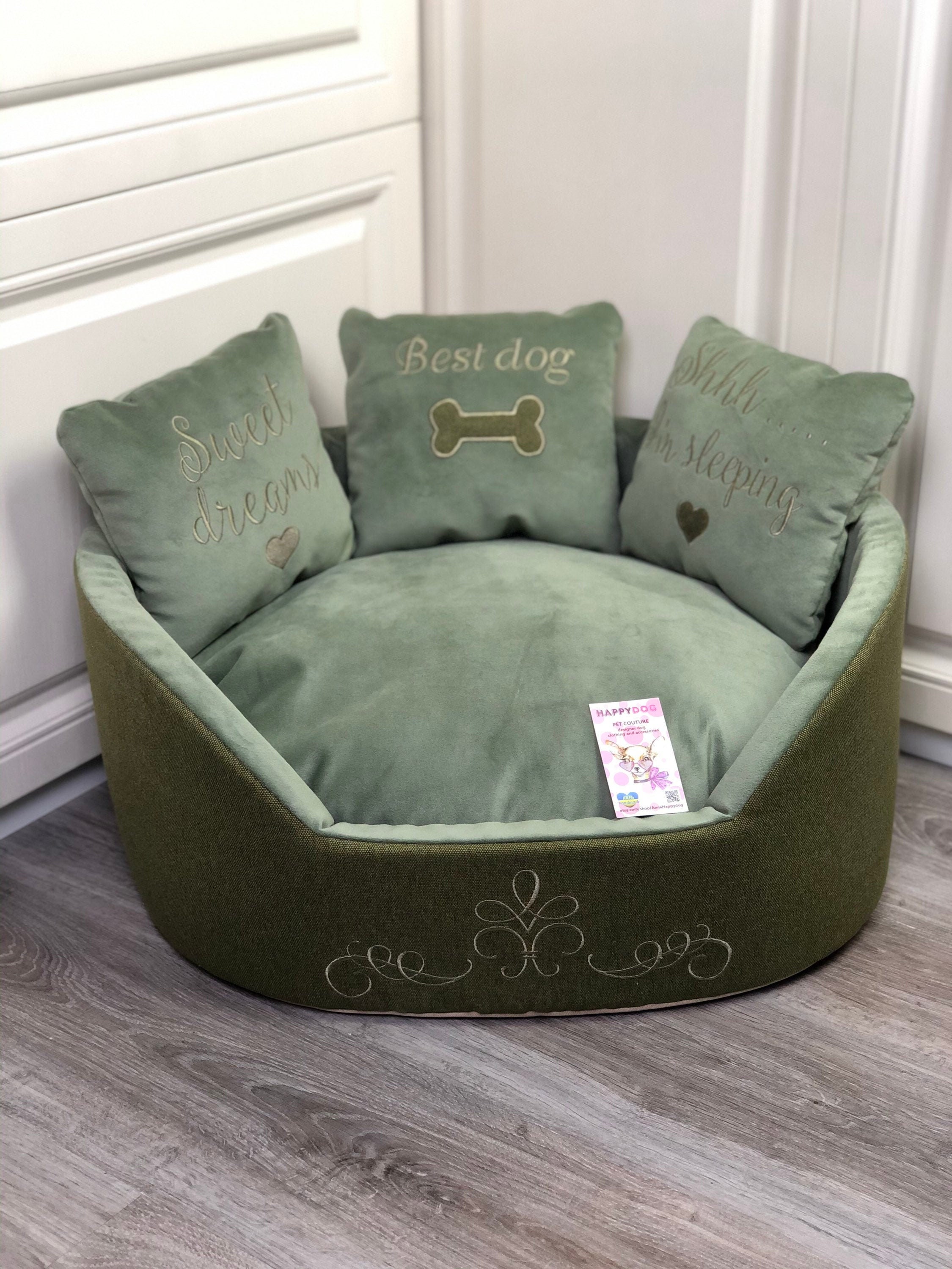 Sage Green Luxury Dog Bed Customized Princess Bed for Dog - Etsy Canada