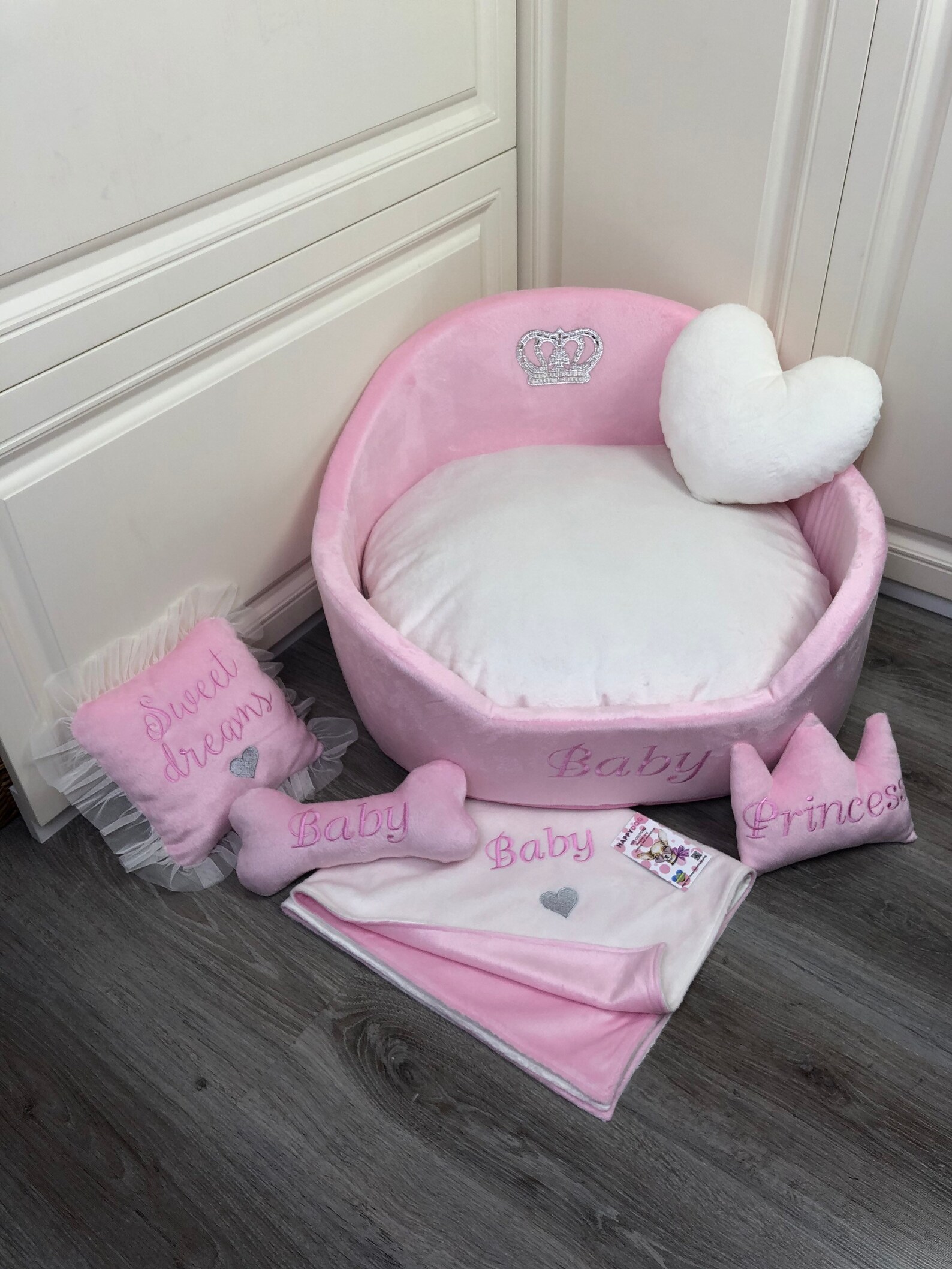 Baby Pink and Cream Dog Bed Pink Bed for Dog Designer Pet Bed Etsy