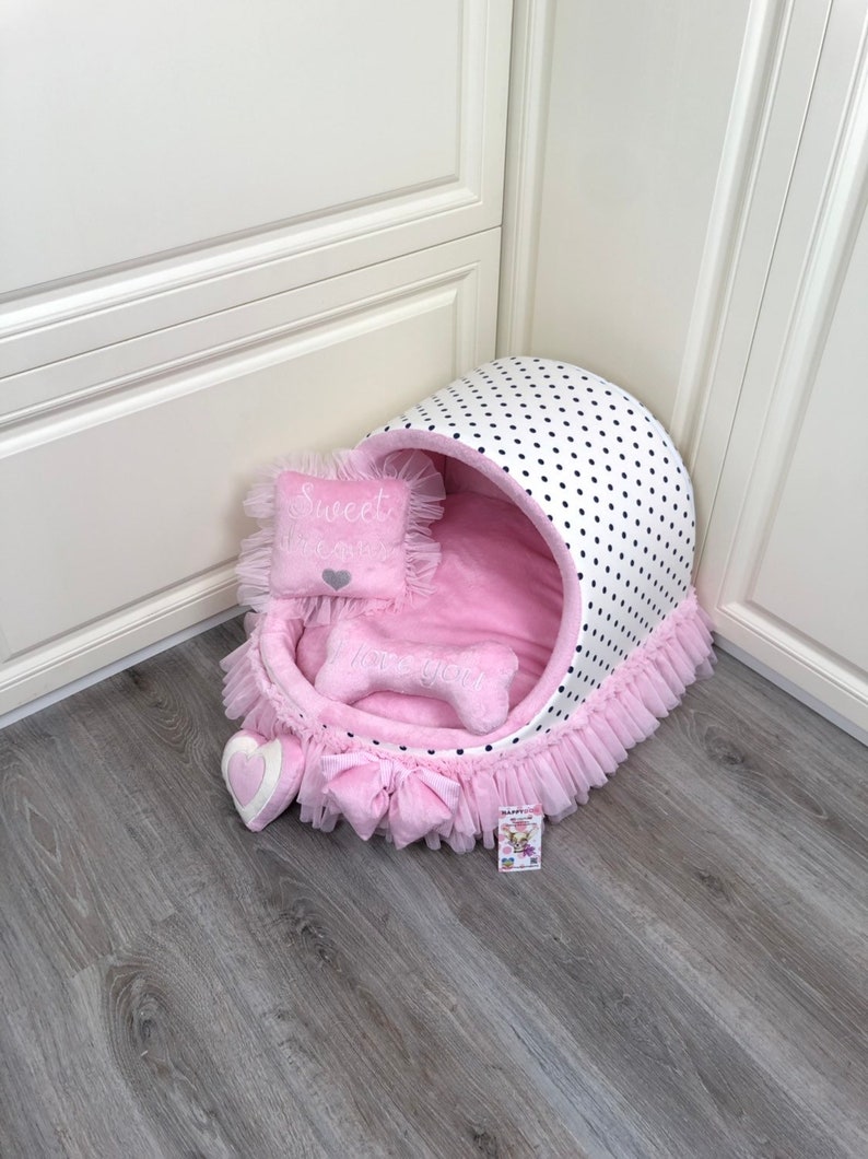 Baby pink and white polka luxury dog cradle Customized baby Etsy