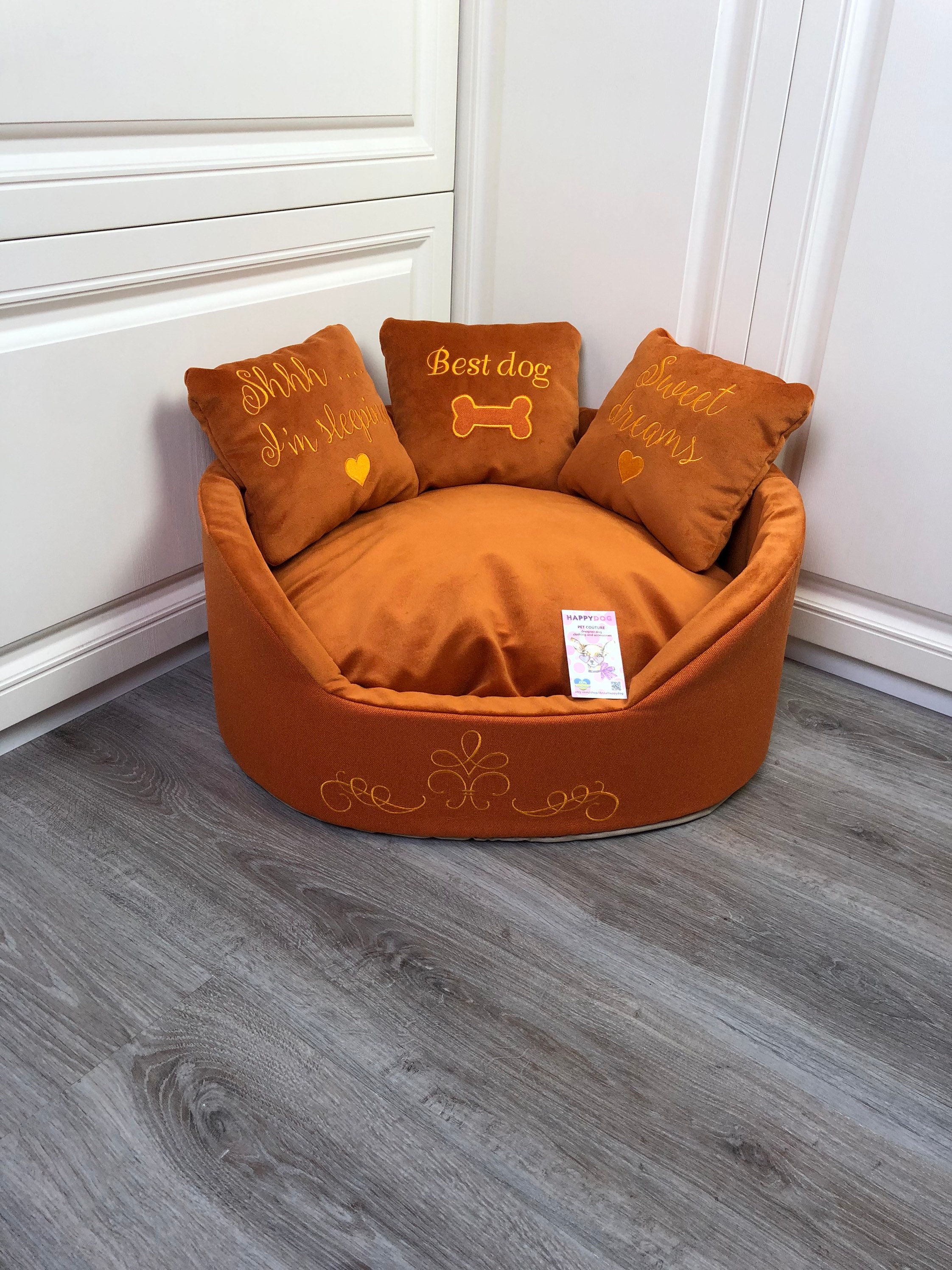 Orange Luxury Dog Bed Customized Princess Dog Bed for Dog Etsy UK