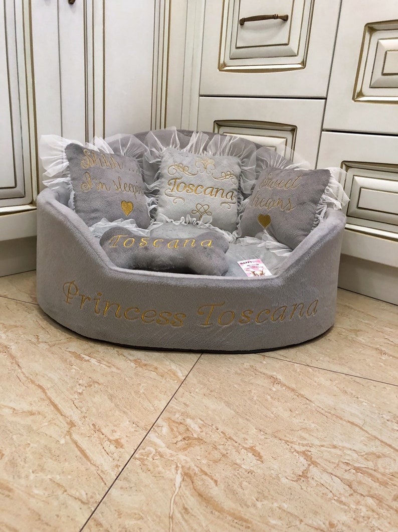 Gray tufted dog bed Luxury dog bed Grey bed for dog Designer Etsy