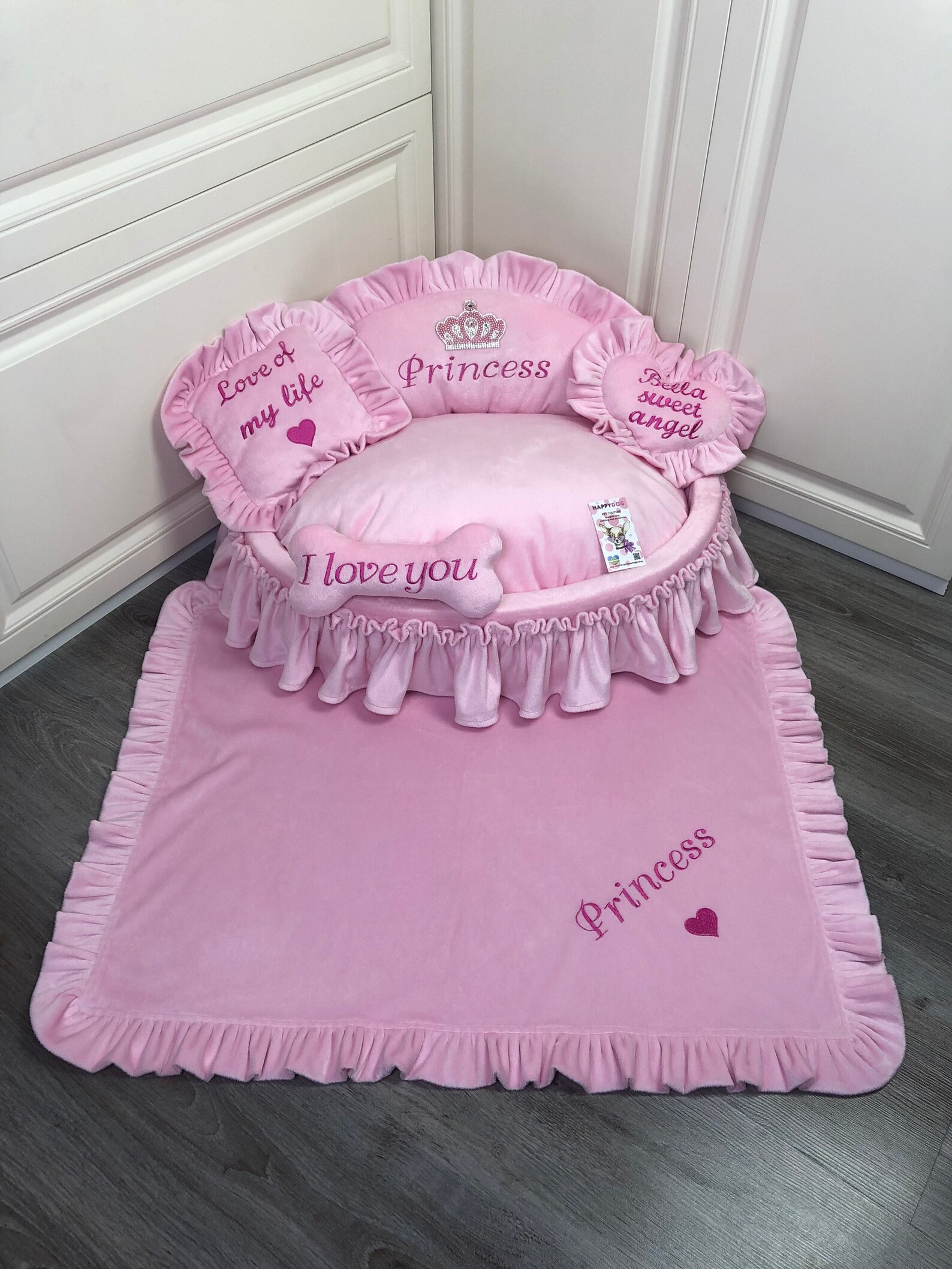 Baby Pink Personalized Luxury Dog Bed Princess Dog Bed Etsy