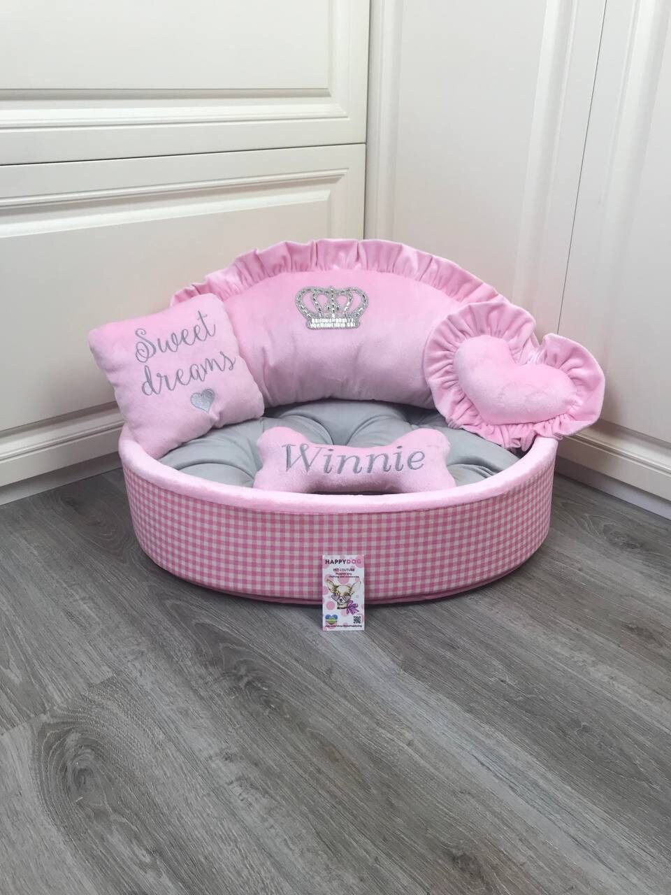 Cama para perros princesa rosa y gris Cama para perros cama para