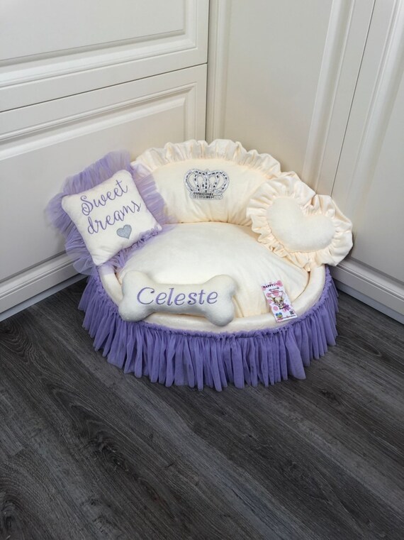 purple crown dog bed