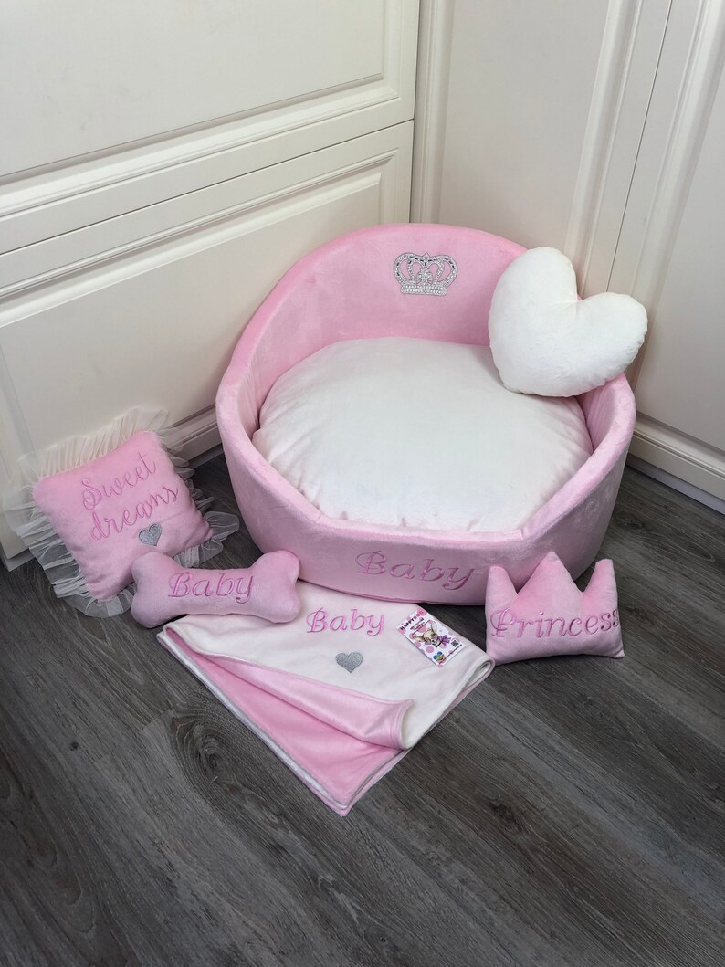 Baby Pink and Cream Dog Bed Pink Bed for Dog Designer Pet Bed Etsy