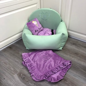 Mint en lila hond autostoel Luxe gele driving kit Designer hond autostoel Luxe hondenbed voor reizen Aangepaste autostoel