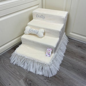 Cream steps for puppy Personalized dog steps Stairs for pet personalized dog stairs Cat stairs Luxury dog furniture Small dog steps