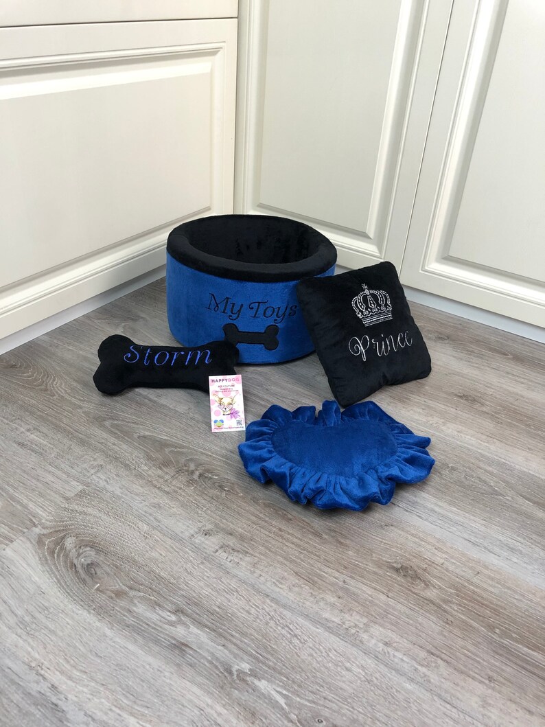 Navy and black dog toy storage Toy basket for dog Cat toys Etsy
