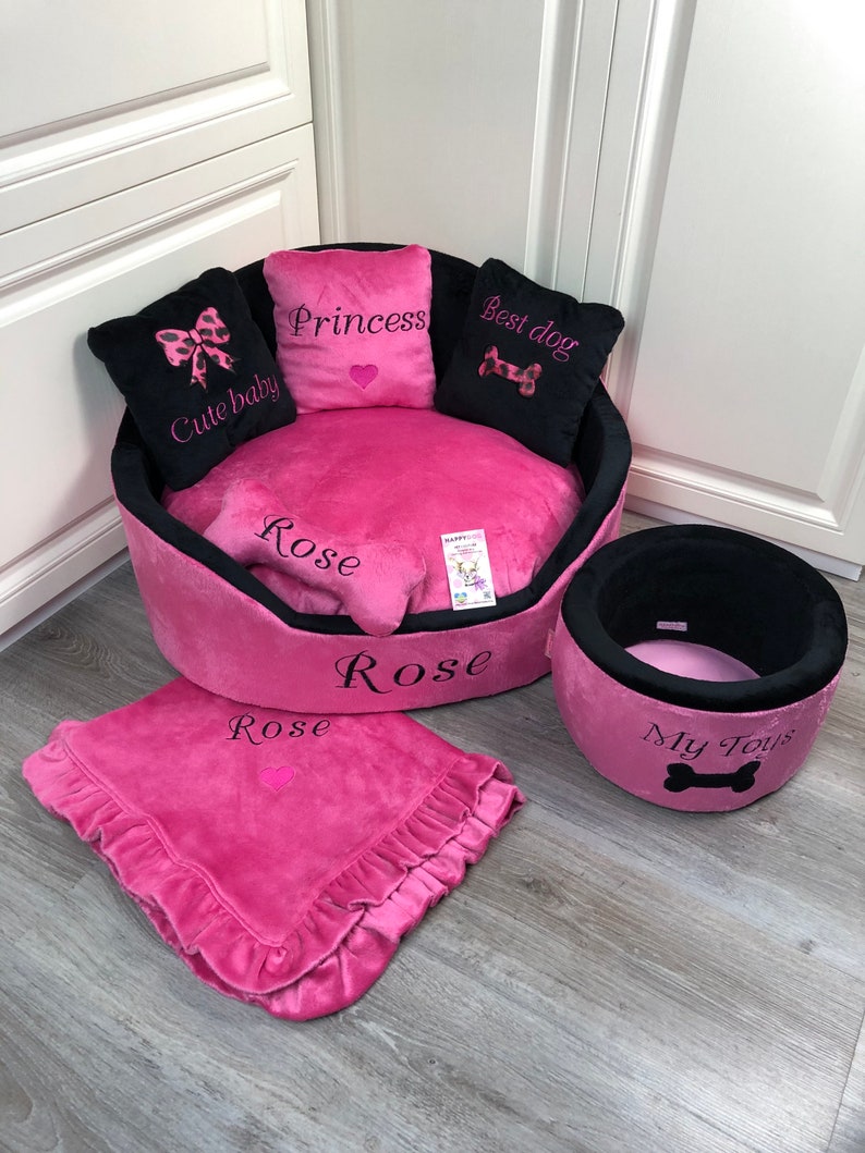 Bright Pink and Black Luxury Princess Dog Bed Designer Pet Bed Etsy