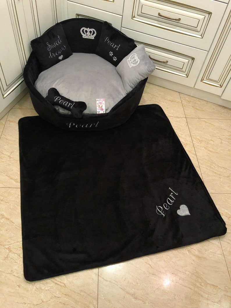 Black and Gray Princess Dog Bed Designer Pet Bed Cat Bed Grey Etsy
