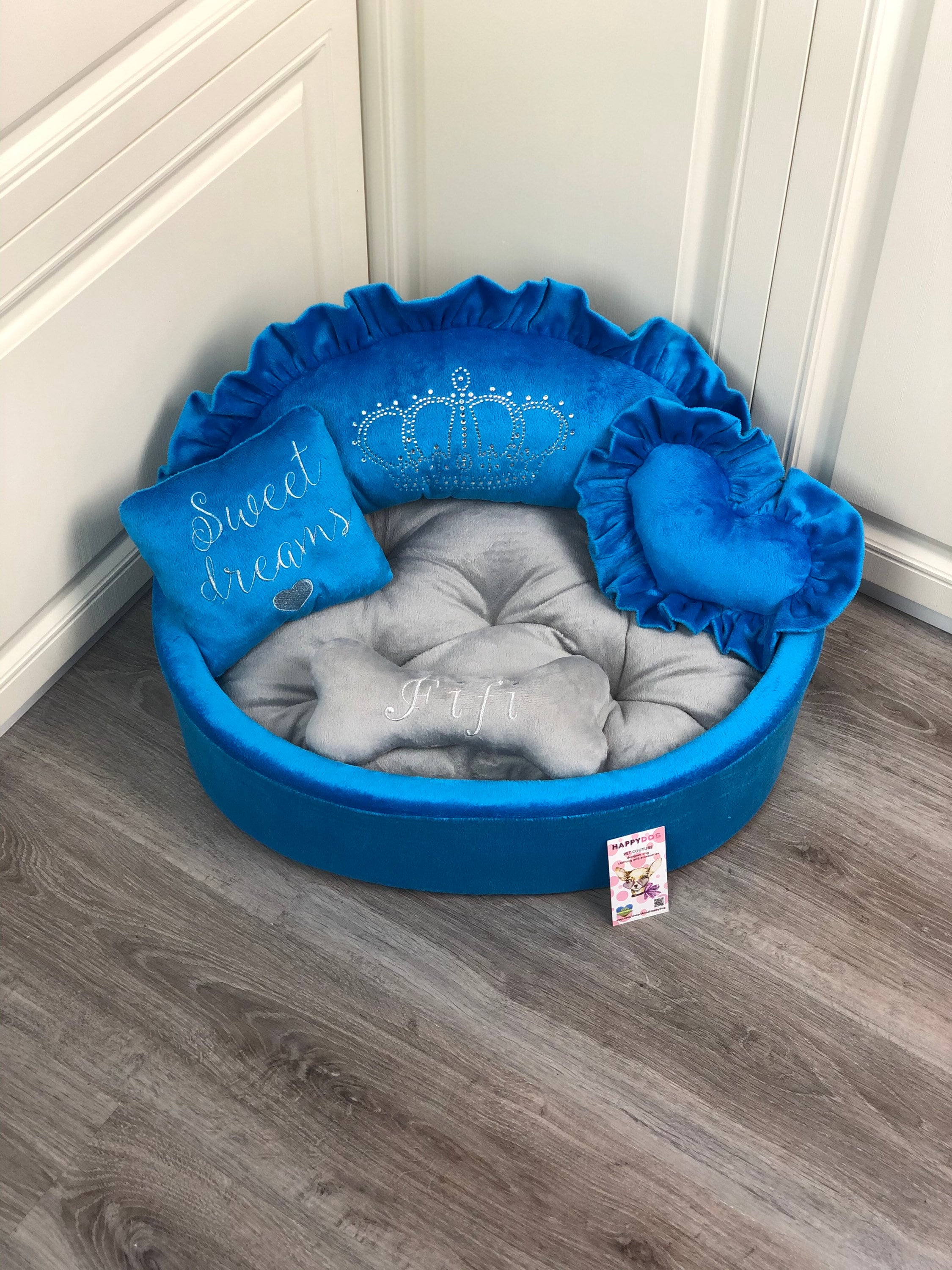 Blue and Cream Designer Dog Bed Prince Dog Bed Princess Go Bed Etsy