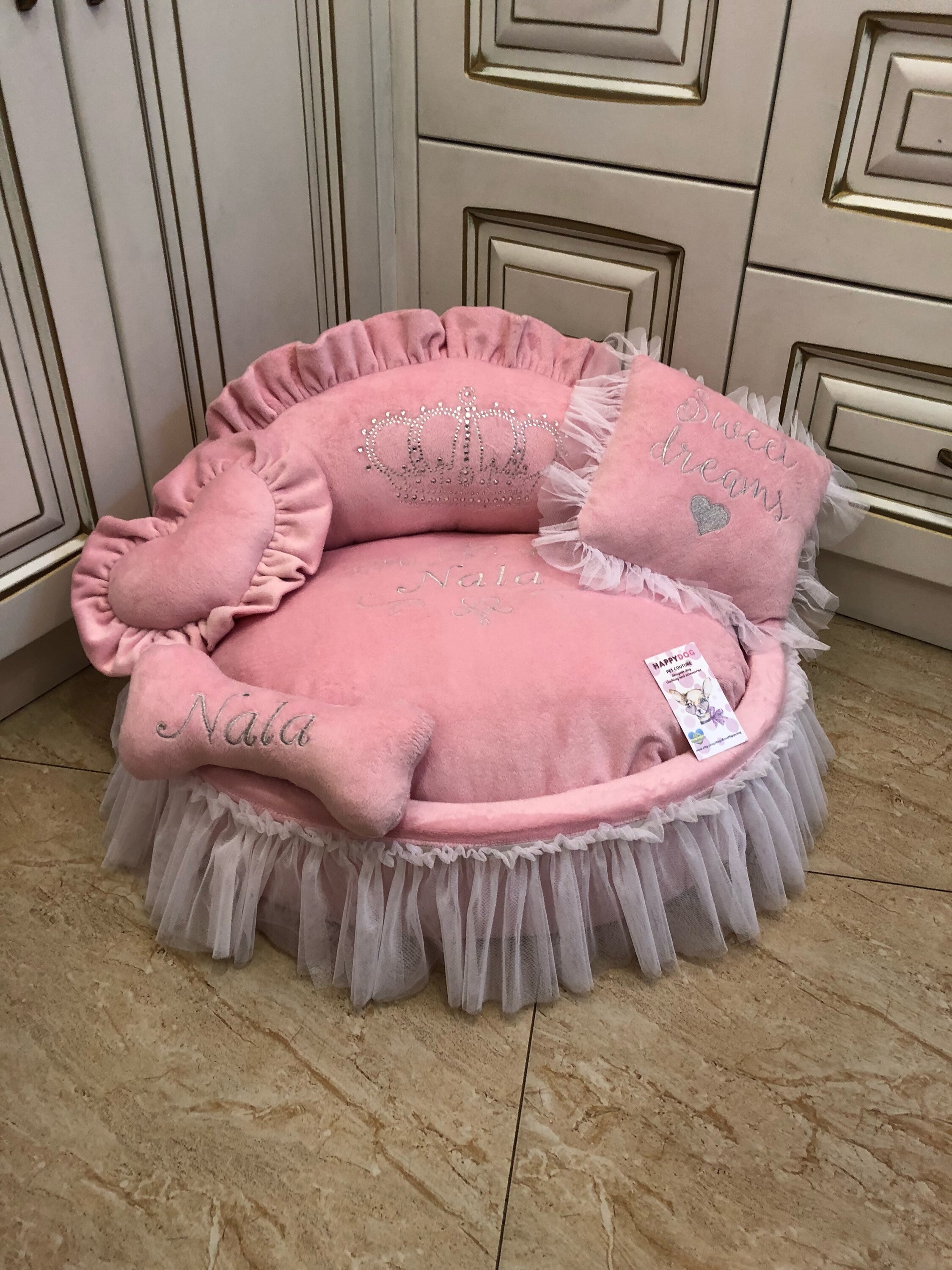 Baby Pink Princess Pet Bed Personalized Dog Bed With Tulle Skirt Designer Pet Bed Cat Bed Medium or Small Dog Bed Puppy Bed Dog Lover Gift Etsy Canada