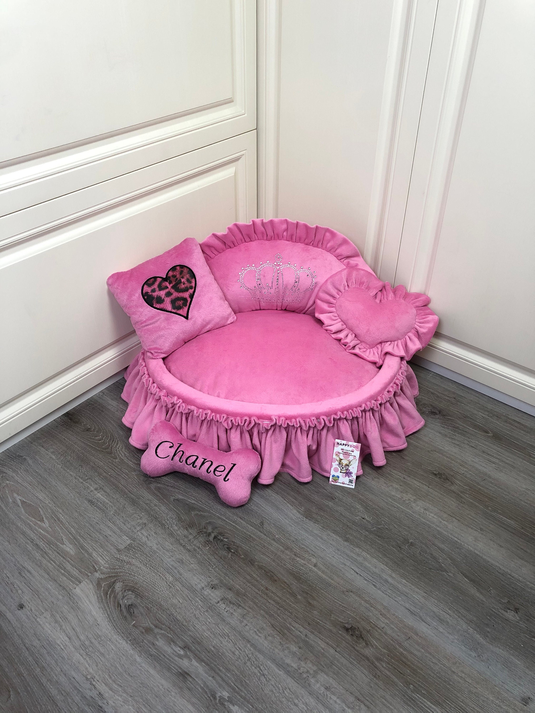 Pink and Cheetah Personalized Luxury Dog Bed Princess Dog Bed Etsy