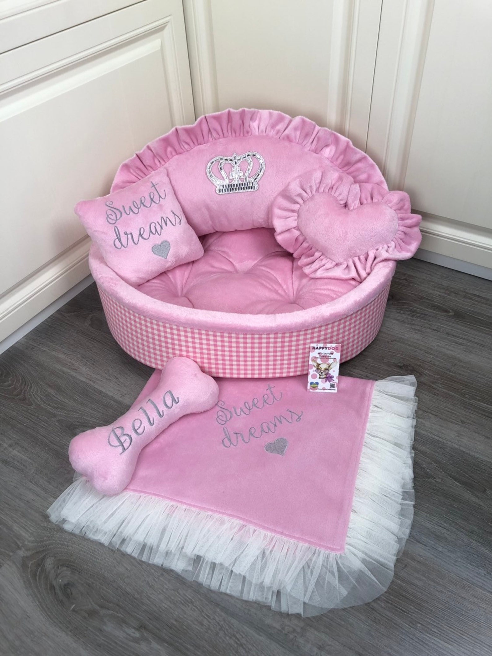 Baby Pink Princess Dog Bed Luxury Personalized Dog Bed Etsy
