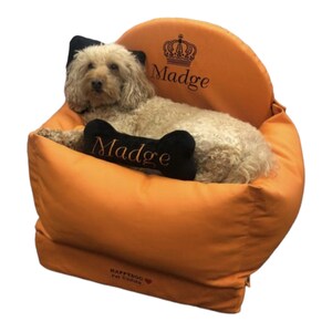 Oranje en zwart design hondenautostoeltje Drijfpakket voor hond Luxe autostoeltje voor poedel
