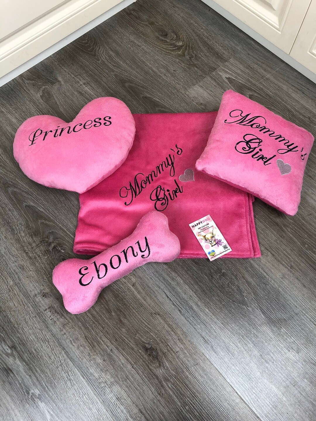 Bright Pink Blanket for Dog Personalized Dog Plaid Puppy Blanket