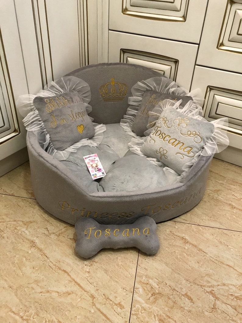 Gray tufted dog bed Luxury dog bed Grey bed for dog Designer Etsy