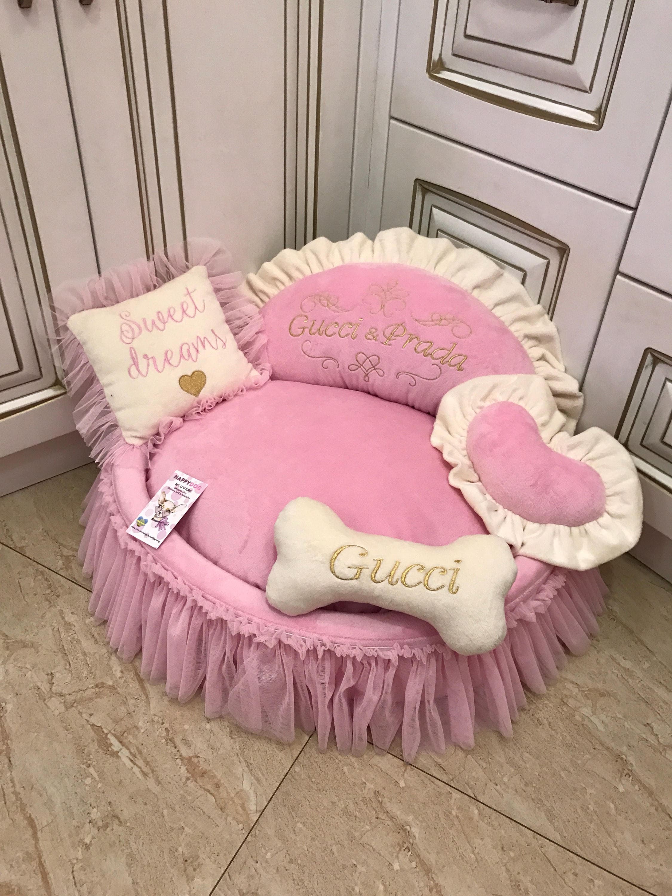 Baby pink and ivory princess bed Personalised dog bed with Etsy