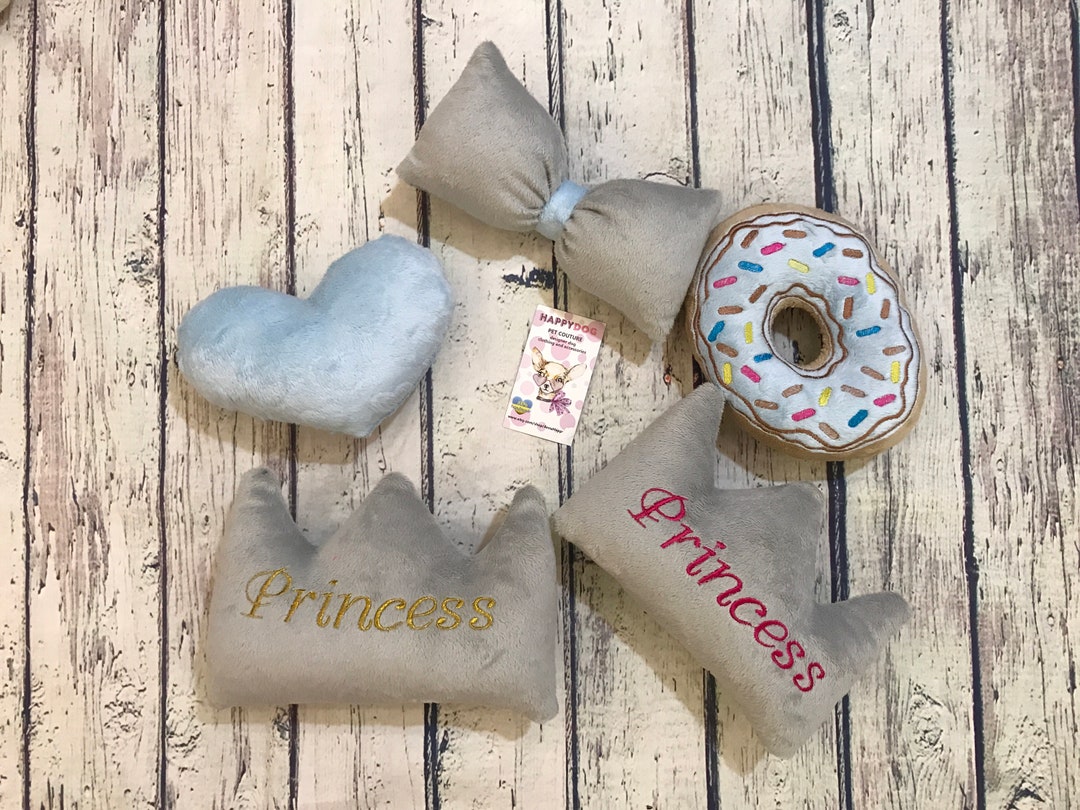 Set of Baby Blue Dog Toys Personalized Dog Bone Dog Crown Toy Princess