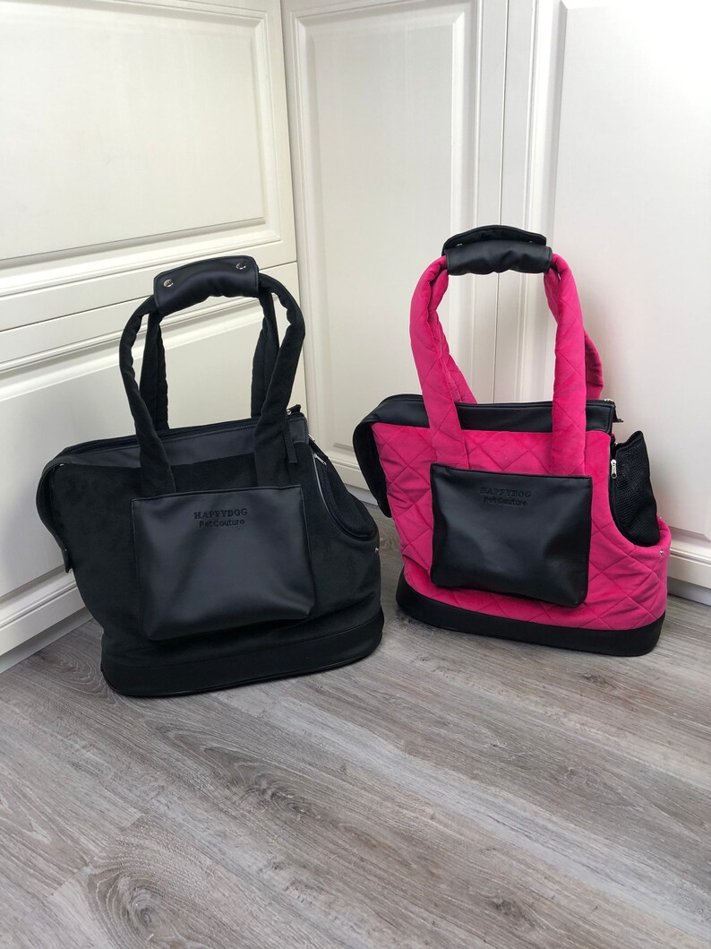 Fuchsia and Black Designer Dog Bag Black and Pink Luxury Dog Etsy