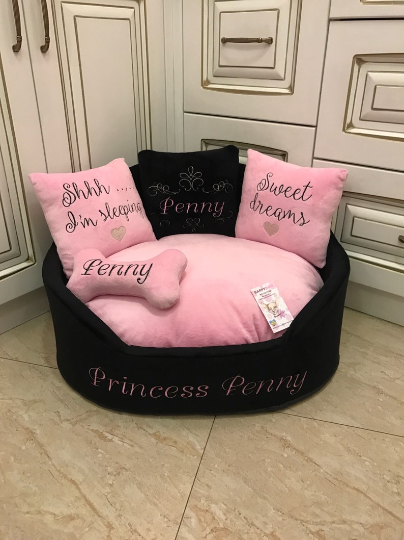 Black and Baby Pink Luxury Dog Bed Designer Baby Pink Pet Bed Etsy