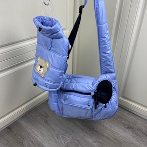Baby blau und schwarz Schlinge Hundetrage Winter Hundetasche Welpe weiche Tragetasche Wasserdichte Hundetrage Kleiner Hund tragen auf Tasche Maßgeschneiderte Haustier-Träger