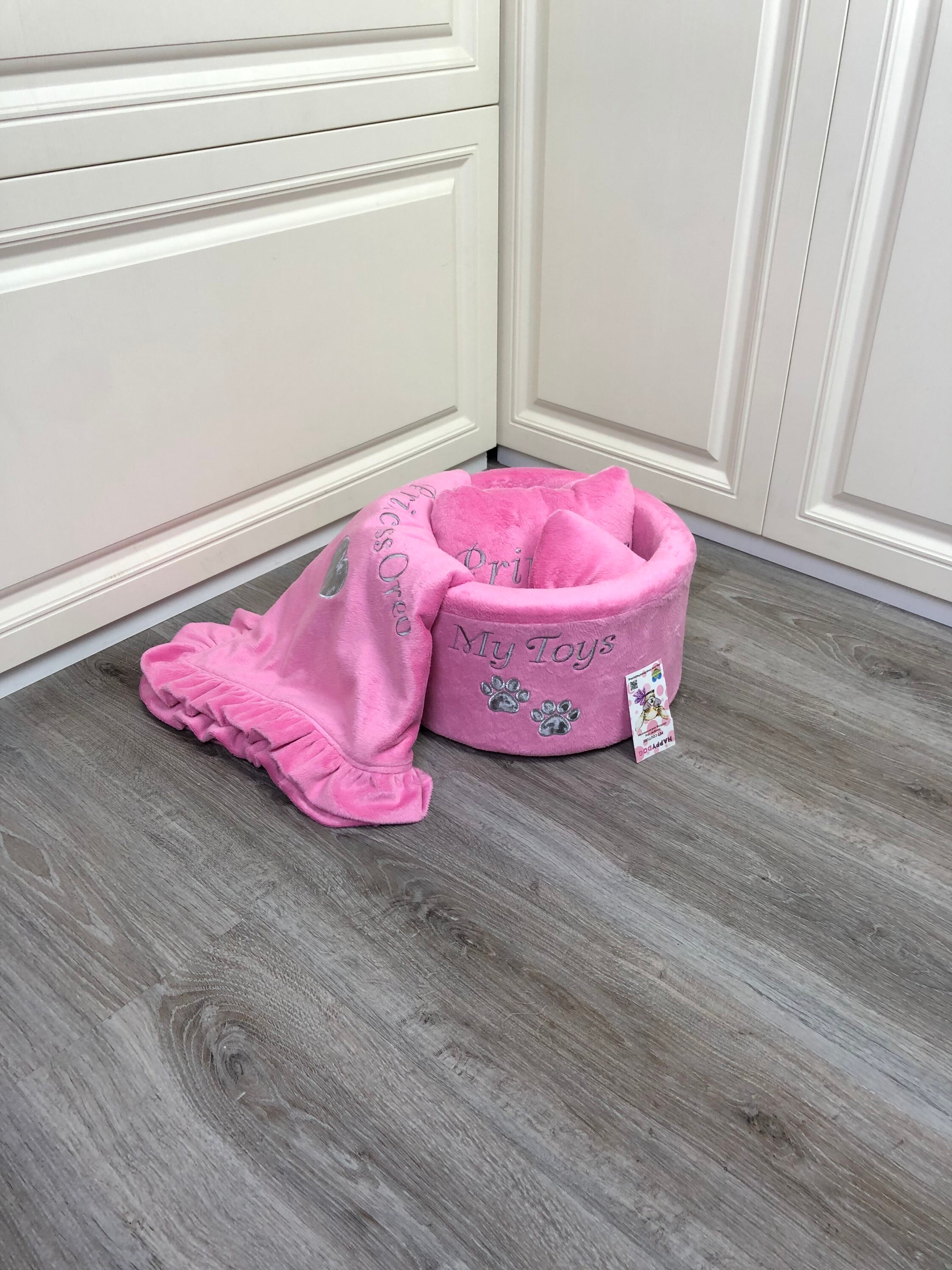 Bright pink personalized toy basket set Customized toy storage Etsy