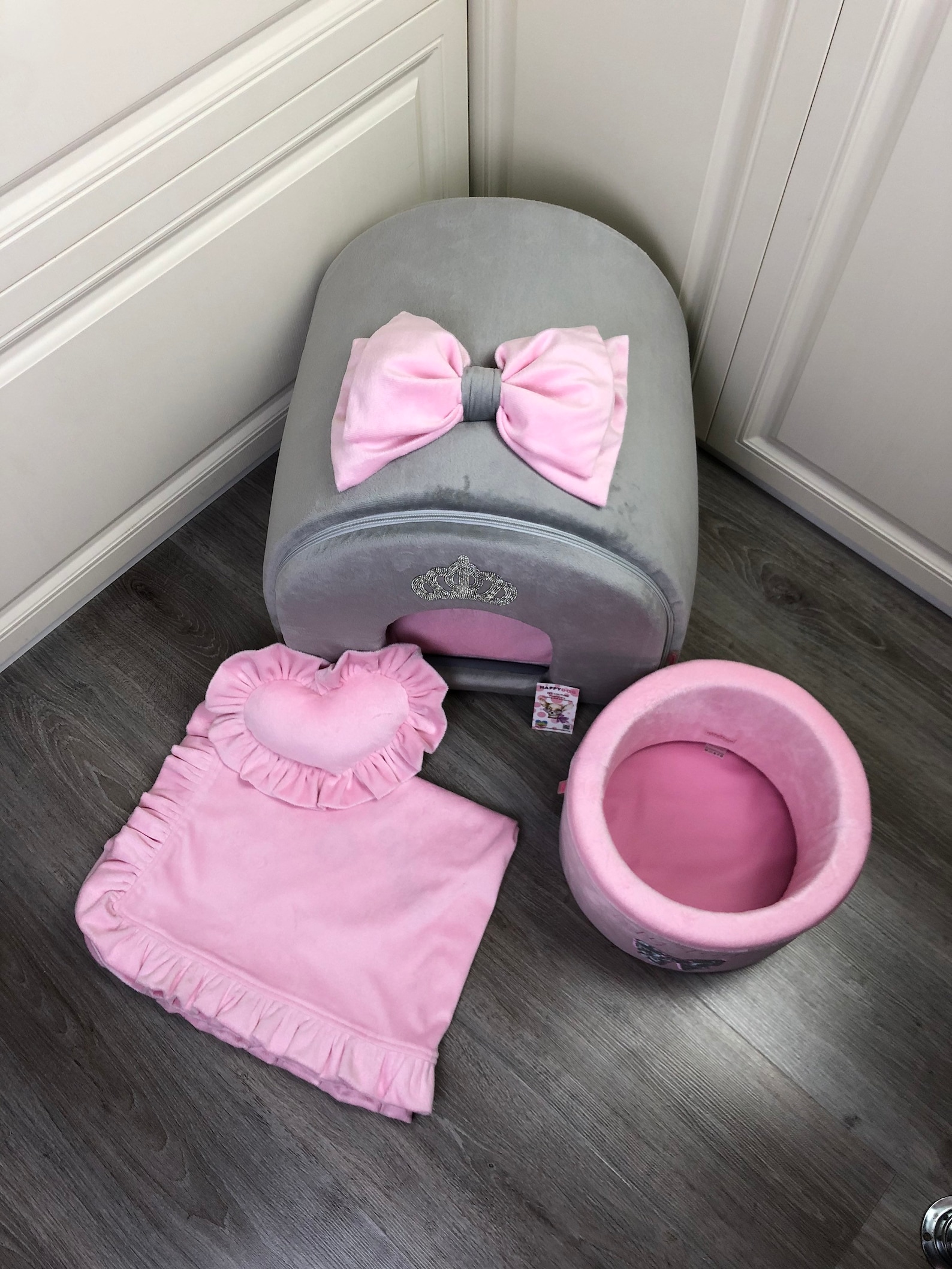 Pink and gray dog house Luxury gray dog bed Designer dog Etsy