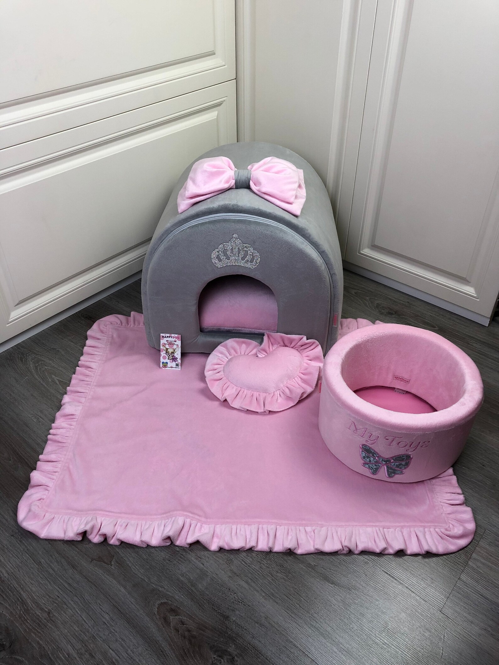 Pink and gray dog house Luxury gray dog bed Designer dog Etsy