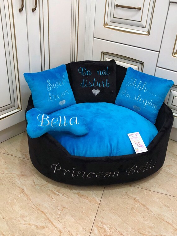 Black and blue luxury dog bed Designer 