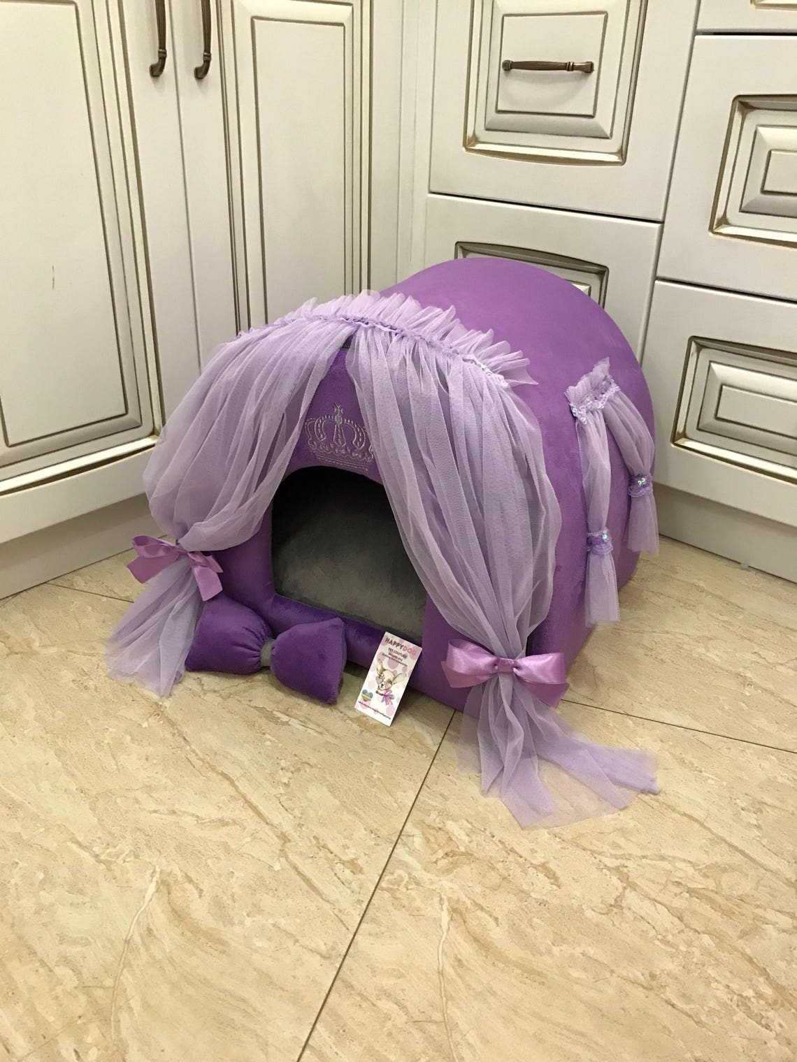 Purple dog house Designer dog bed purple Custom made violet Etsy