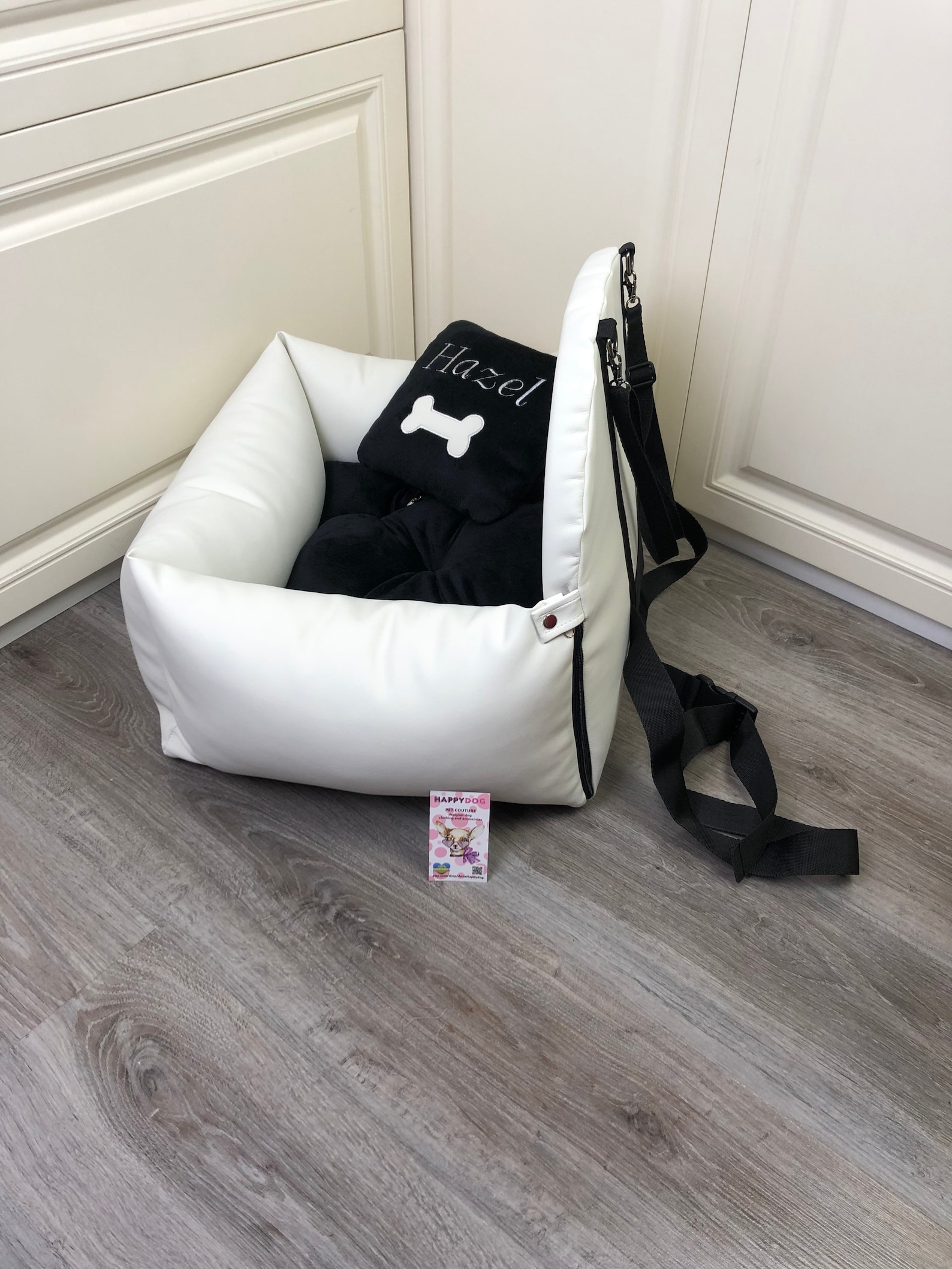 Asiento de coche para perro personalizado blanco y negro Cuero Etsy Asiento de coche para perro personalizado blanco y negro Cuero Etsy