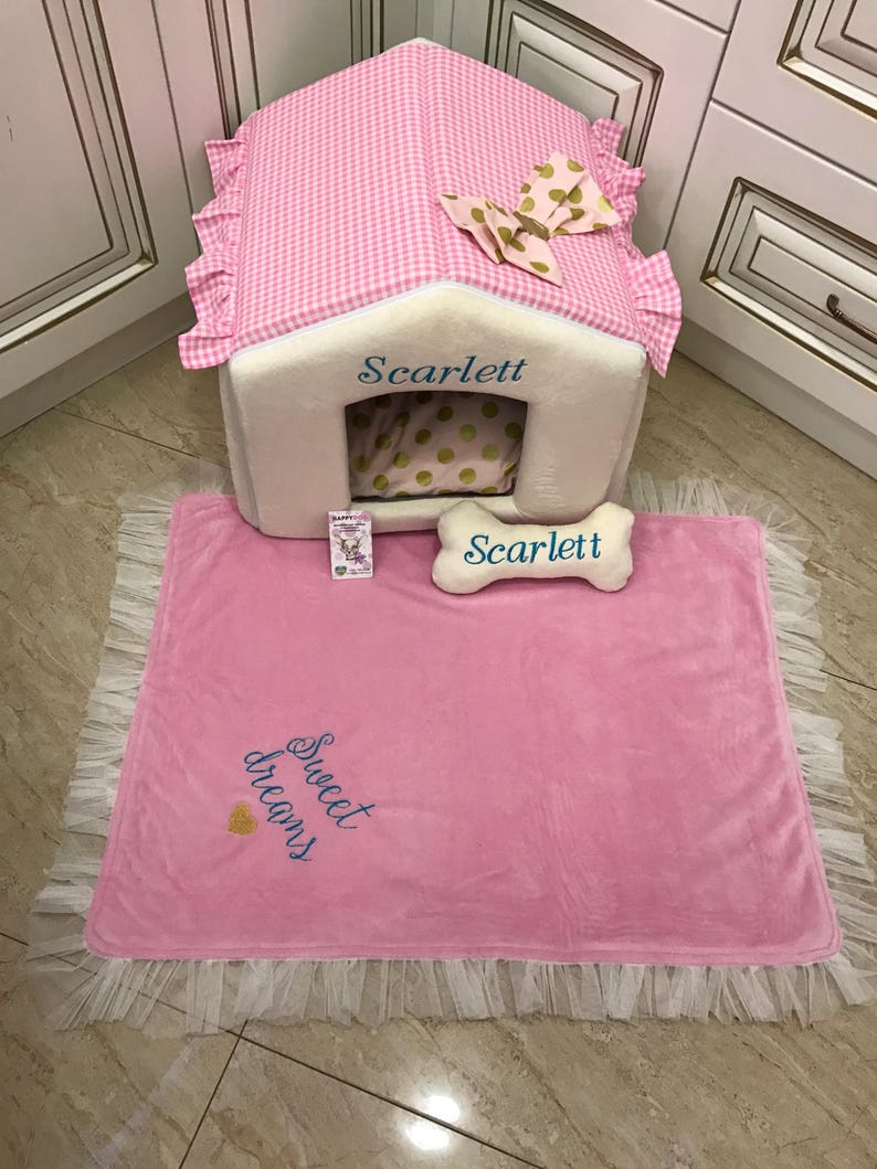 Baby Pink Blanket for Dog Gray and Pink Puppy Blanket Puppy Etsy