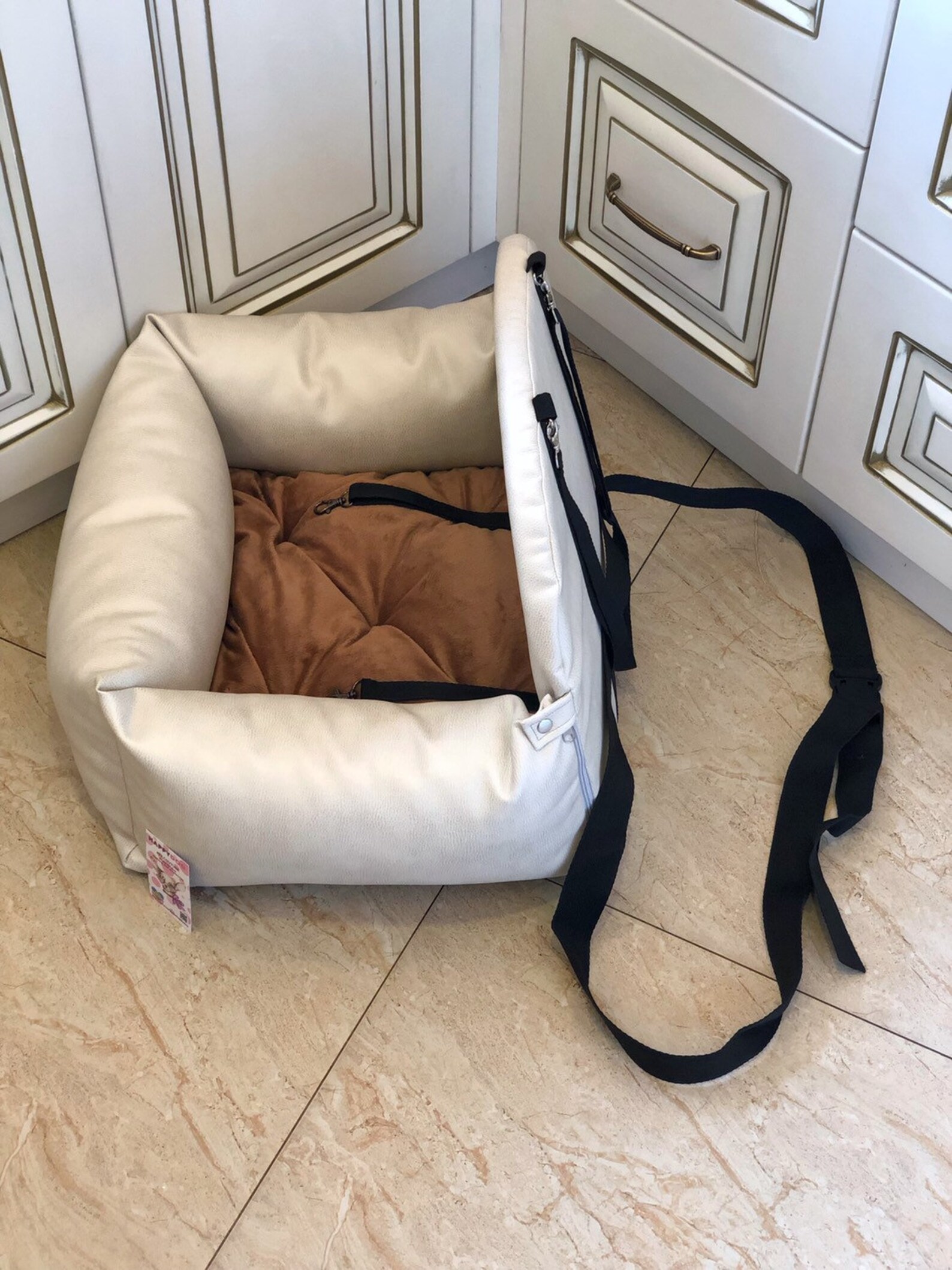Dog Car Seat in Ivory Faux Leather Driving Kit for Dog Etsy