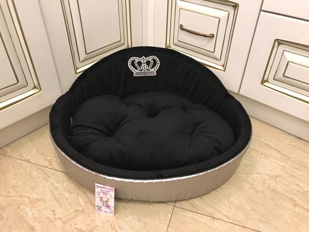 Silver and Black Luxury Dog Bed Black Dog Bed With Crown Etsy
