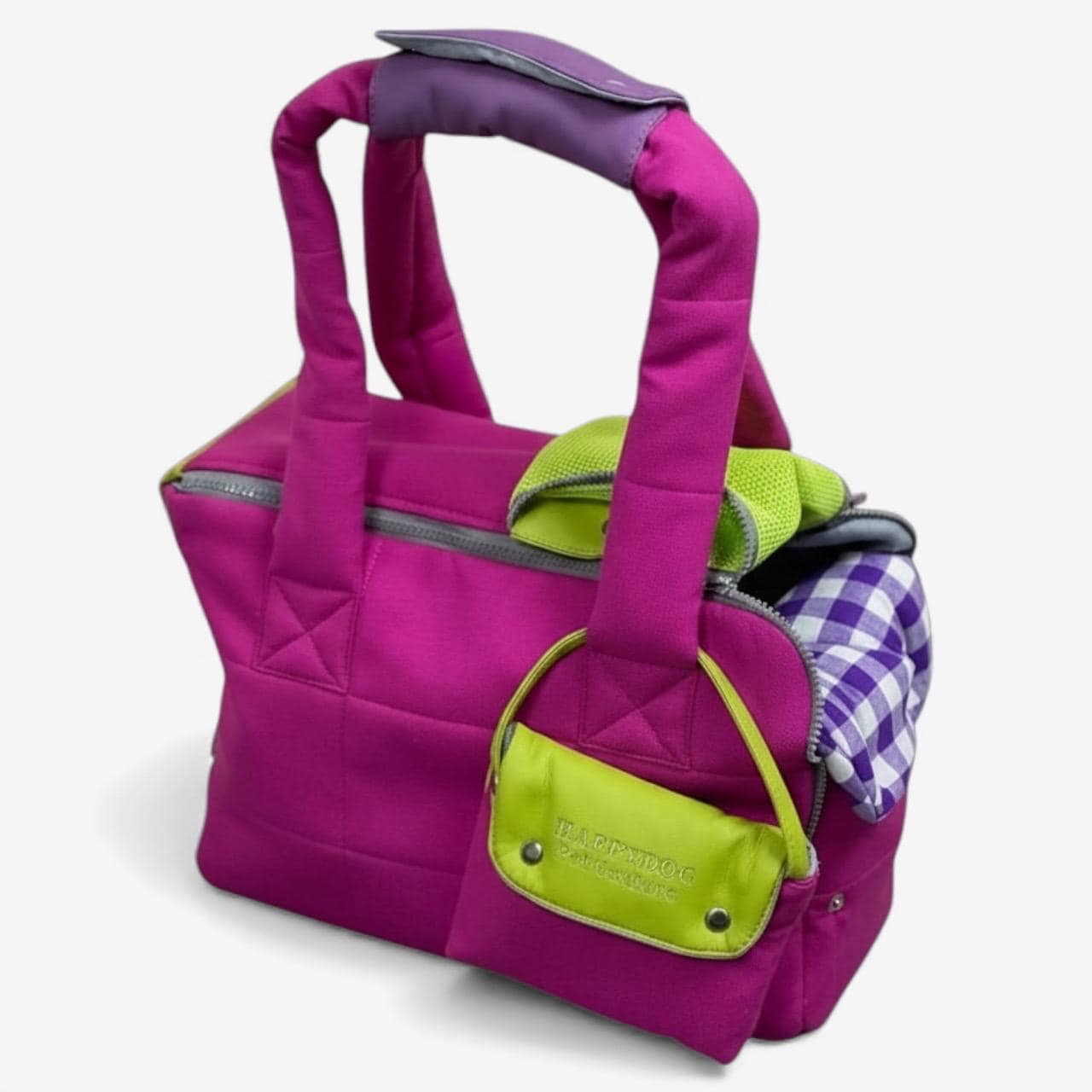 xs Hot Pink Dog Carrier Lime Green Cotton Puppy Travel Bag