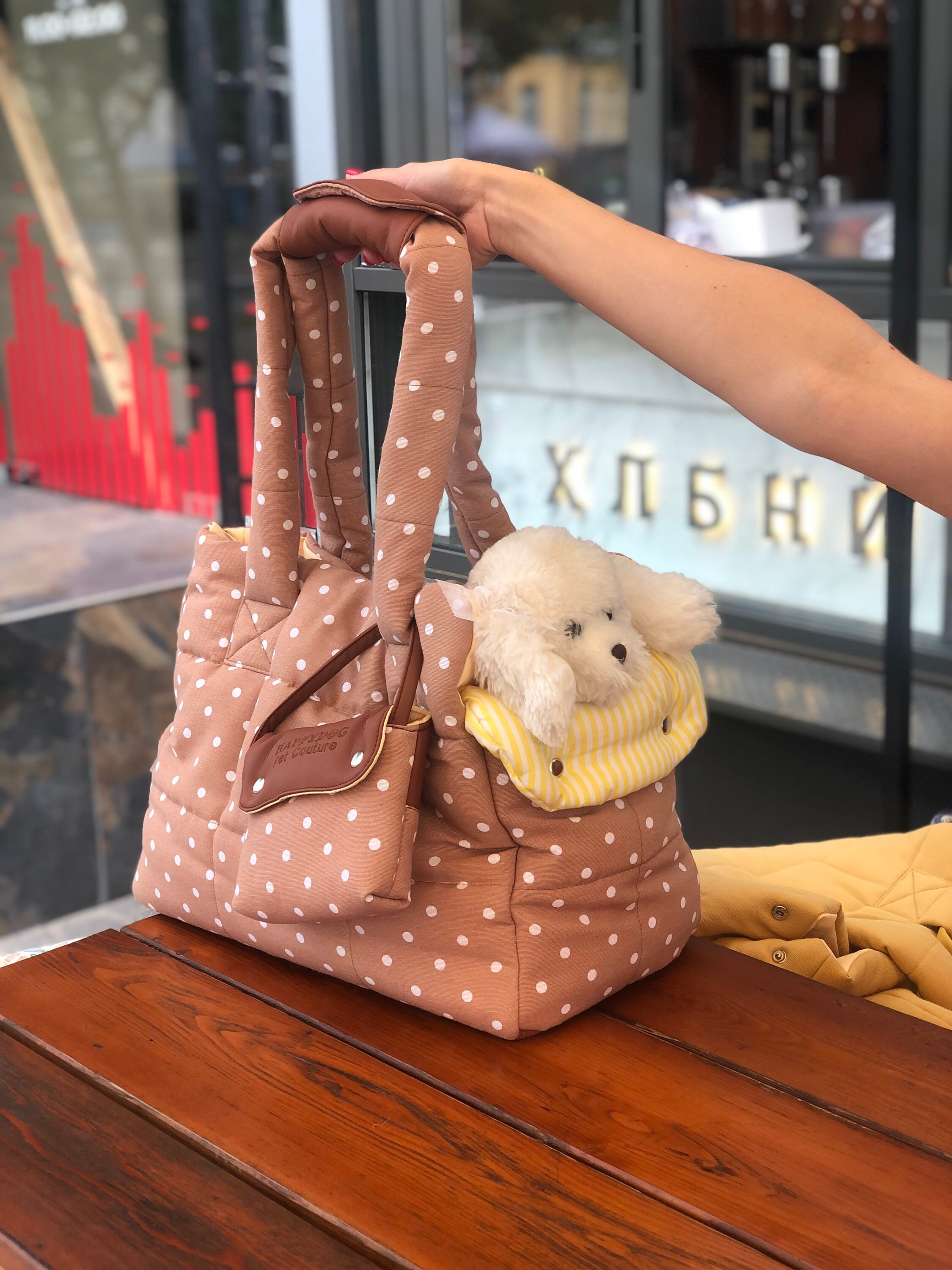 Beige Polka Dot Designer Dog Carrier Bag for Small Dog Bag Etsy UK