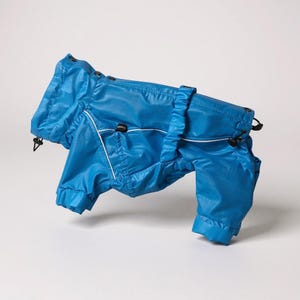 Blue Dog Raincoat with Adjustable Drawstrings and Zipper