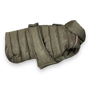 Brown Puffer Dog Vest – Adjustable Winter Jacket for Medium & Large Dog Breeds