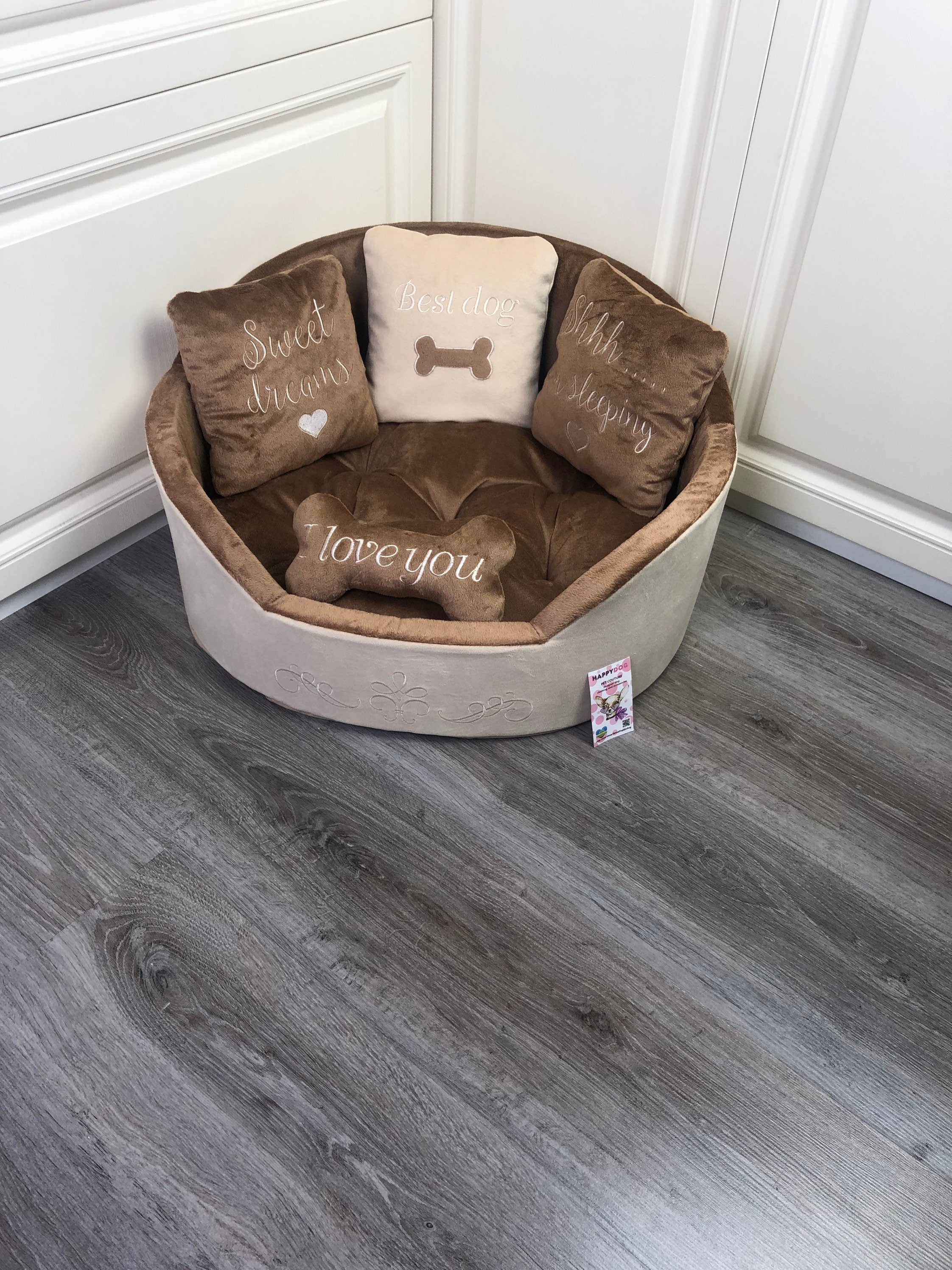 Luxury Brown and Beige Royal Dog Bed Designer Pet Bed Cat Bed Etsy