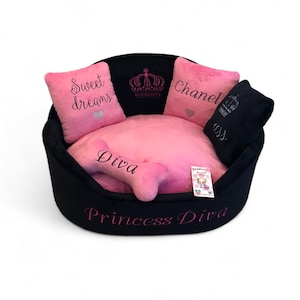 Princess Diva Dog Bed: Custom Pink Pet Bed with Pillows