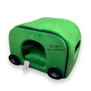 Groen hondenhok voor bus Aangepaste automand voor honden Designer hondenmand Gepersonaliseerde hondenhok Drijfkit voor hond Verjaardagscadeau hond