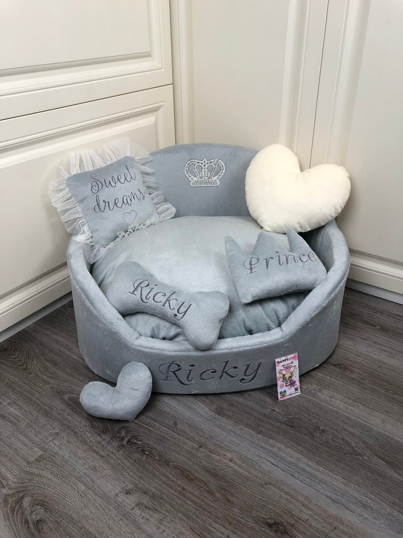 Light Gray and Cream Luxury Dog Bed Gray Bed for Dog Designer Etsy